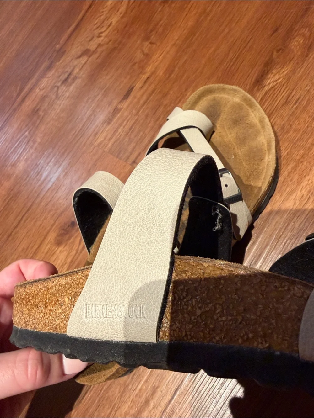 Birkenstock White Double Buckle Cork Footbed Sandals